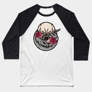 Cool snake skull with roses illustration Baseball T-Shirt